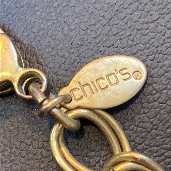 Chico's Pink and Red Teardrop Necklace with Gold Chain - Picture 2 of 5